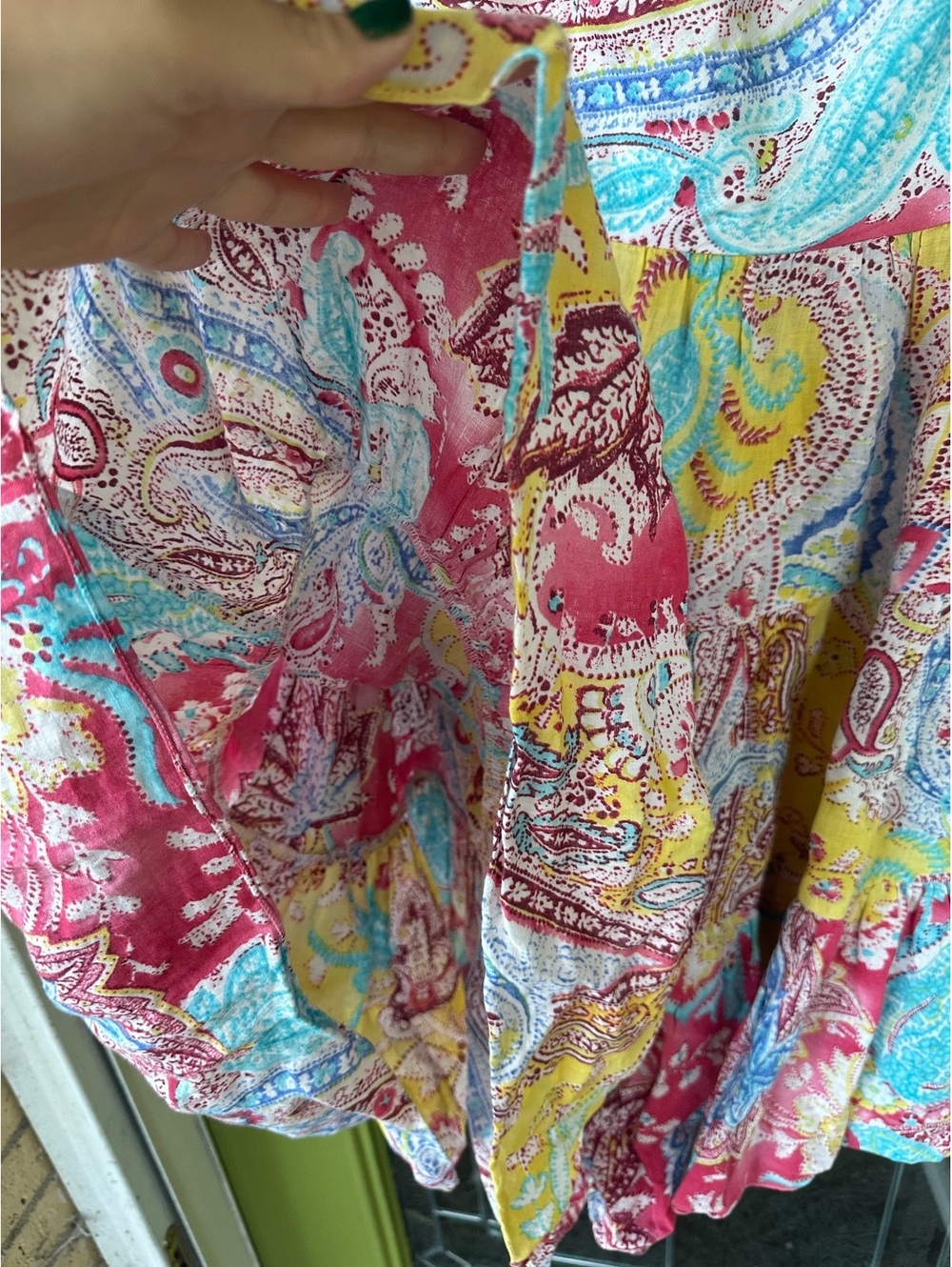 Women’s large tiered preppy boho linen midi skirt Ralph Lauren paisley - Picture 2 of 5